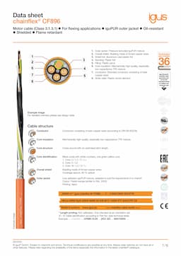 Technical data sheet chainflex® motor cable CF896