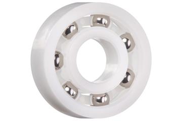 xiros® radial deep groove ball bearing, xirodur B180, stainless steel balls, cage made of PE, mm