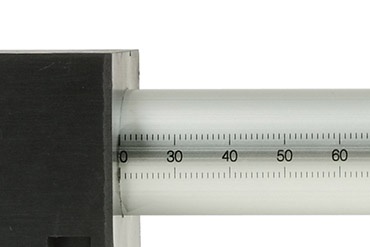 Single-tube axis with measurement scale