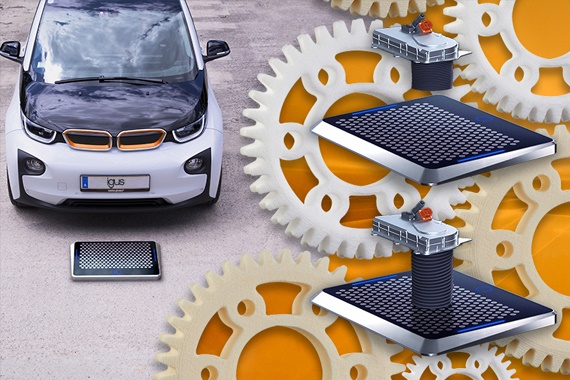 Matrix Charger with 3D-printed gears made of iglidur material with an electric car